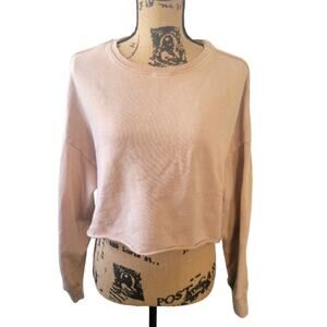 UO BDG tan cropped raw edge sweatshirt